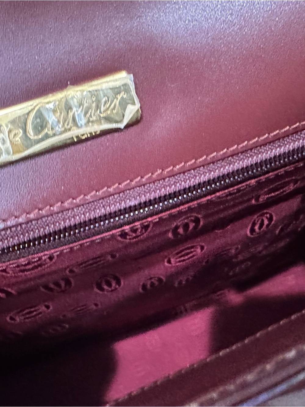 Vintage Must de Cartier Bordeaux Leather Top Handle Handbag Purse France - Picture 5 of 12